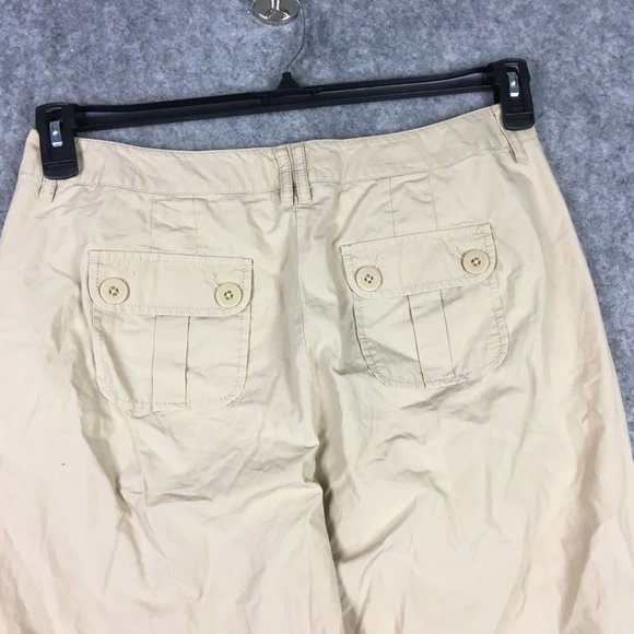 J Jill Capris 10 30 Cargo Cropped Khaki Pants Casual Button Pockets Straight - Picture 8 of 13